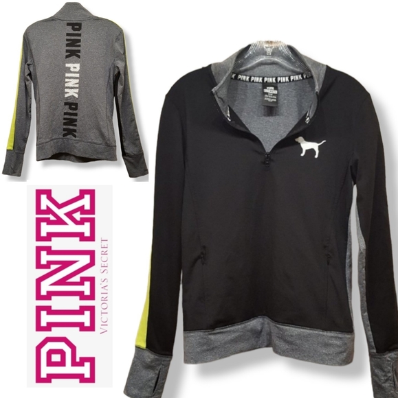 PINK Victoria’s Secret Jacket ULTIMATE 1/4 Zip Thumb Holes Size Small - Picture 2 of 12